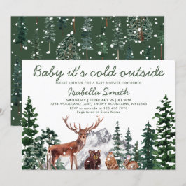 Woodland Animal's Winter Baby Shower Einladung