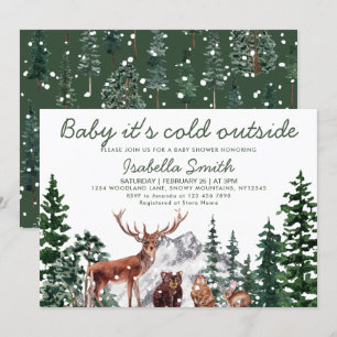 Woodland Animal's Winter Baby Shower Einladung