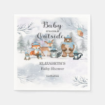 Woodland Animals Winter Blue Boy Baby Dusche