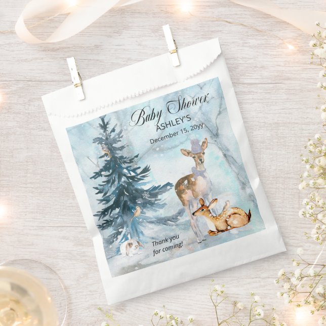 Woodland Animals Winter Boy Baby Dusche Vielen Dan Geschenktütchen (Ausgeschnitten)
