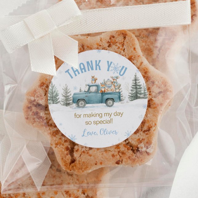 Woodland Animals Winter Forest Birthday Runder Aufkleber (Von Creator hochgeladen)