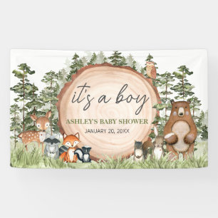 Woodland Animals Wood Slice Baby Dusche Banner
