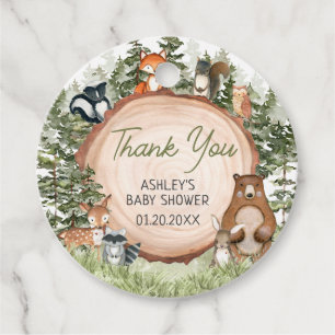 Woodland Animals Wood Slice Baby Dusche Geschenkanhänger