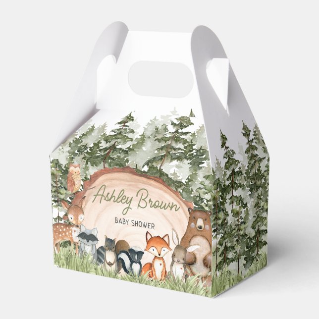 Woodland Animals Wood Slice Baby Dusche Geschenkschachtel (Vorderseite)
