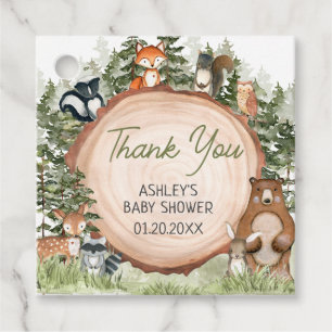 Woodland Animals Wood Slice Baby Dusche Square Geschenkanhänger