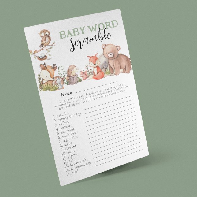 Woodland Animals 'Word Scramble' Baby Showspiel (Von Creator hochgeladen)