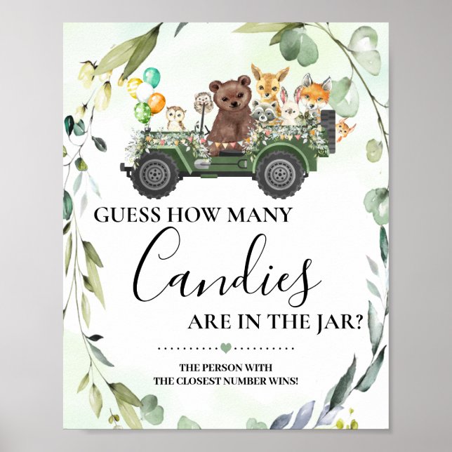 Woodland Animas Wie viele Candies Baby Showspiele Poster (Vorne)