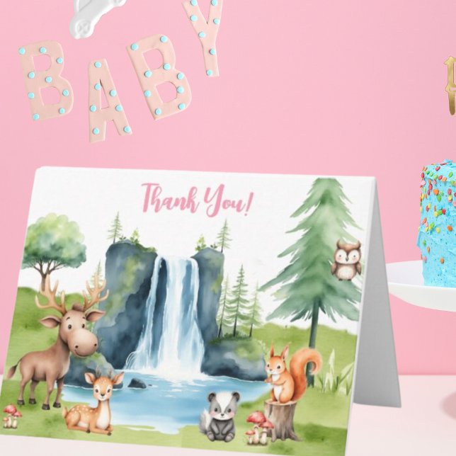 Woodland Animes Danke Baby Shower Card (Von Creator hochgeladen)