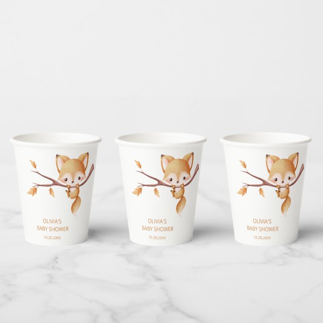 Woodland Autumn Baby Fox Babydusche Pappbecher (Multi)