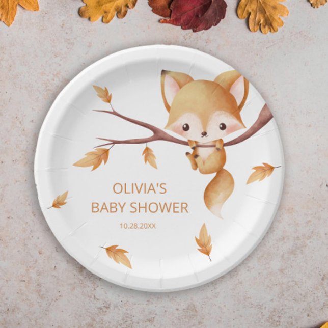 Woodland Autumn Baby Fox Babydusche Pappteller (Von Creator hochgeladen)