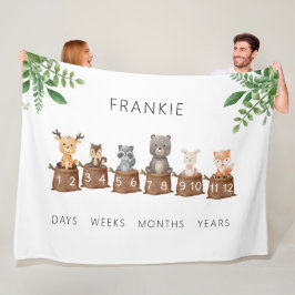 Woodland Baby Animals Milestone Fleecedecke