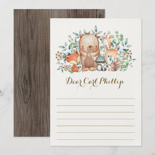 Woodland Baby Animals / Time Capsule Message Card Einladung