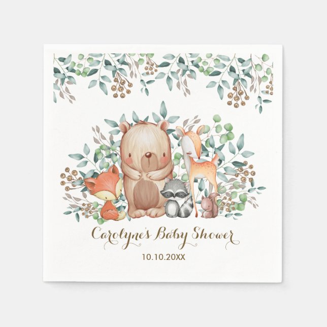 Woodland Baby Animals Whimsical Forest Party Serviette (Vorderseite)