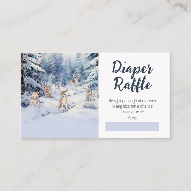 Woodland Baby Animals Winter Baby Diaper Raffle Begleitkarte (Vorderseite)