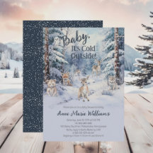 Woodland Baby Animals Winter Boy Baby Dusche