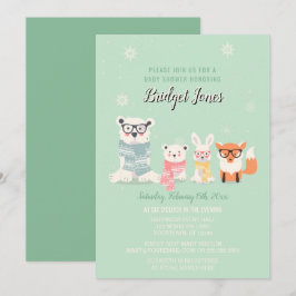 Woodland Baby Animals Winter Forest Baby Shower Einladung