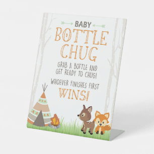 Woodland Baby Bottle Party Dusche Schild