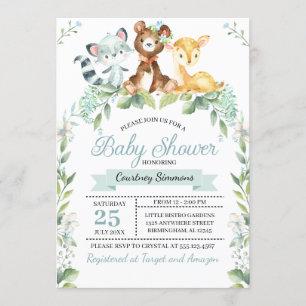Woodland Baby Boy Baby Shower Einladung