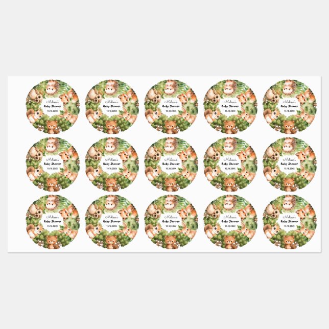 Woodland Baby Boy Dusche Wasser Getränke Etiketten (Blatt)