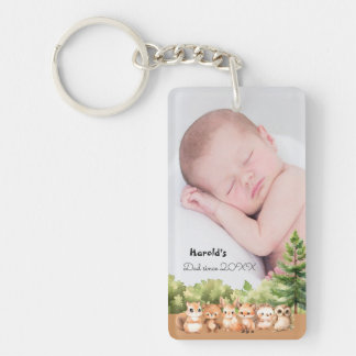 Woodland Baby Boy Foto Vater Schlüsselanhänger
