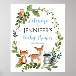 Woodland Baby Dusche Begrüßungszeichen Poster