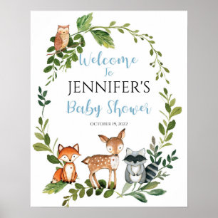 Woodland Baby Dusche Begrüßungszeichen Poster