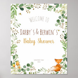 Woodland Baby Dusche Begrüßungszeichen Poster