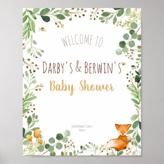 Woodland Baby Dusche Begrüßungszeichen Poster