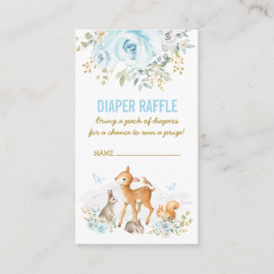 Woodland Baby Dusche Blue Floral Diaper Raffles Begleitkarte