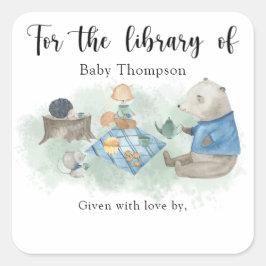 Woodland Baby Dusche Buchzeichen, Babybücher Quadratischer Aufkleber