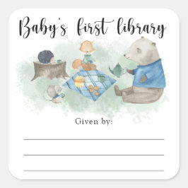 Woodland Baby Dusche Buchzeichen, Babybücher Quadratischer Aufkleber
