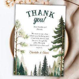 Woodland Baby Dusche Danke Karte