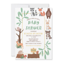 Woodland Baby Dusche Einladung