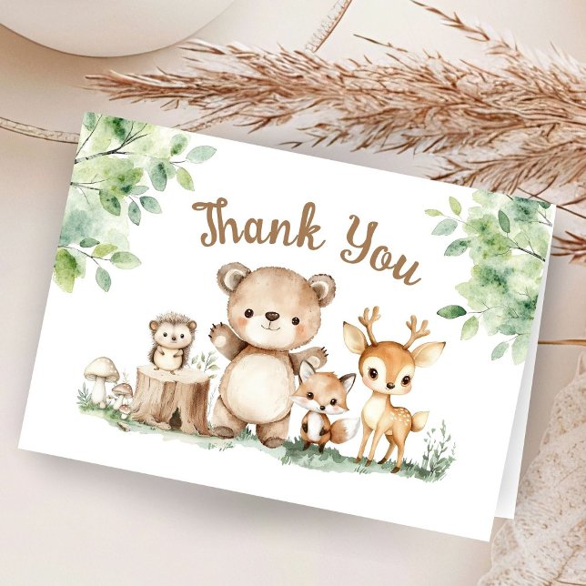 Woodland Baby Dusche geklappt Danke Karte (Von Creator hochgeladen)