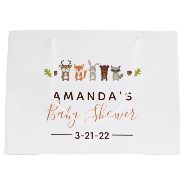 Woodland Baby Dusche Große Geschenktasche Große Geschenktüte (Vorderseite)