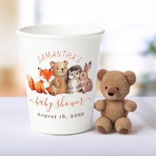 Woodland Baby Dusche Niedliche Tiere Aquarell Pappbecher