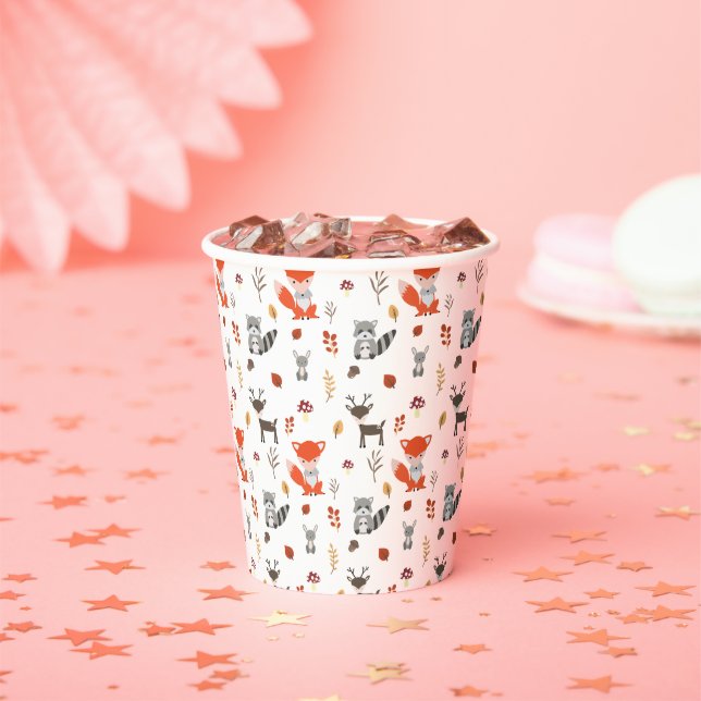 Woodland Baby Dusche Niedliche Waldtiere Kawaii Pappbecher (Insitu)