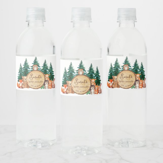 Woodland Baby Dusche Niedliche Waldtiere Pine Wood (Flaschen)