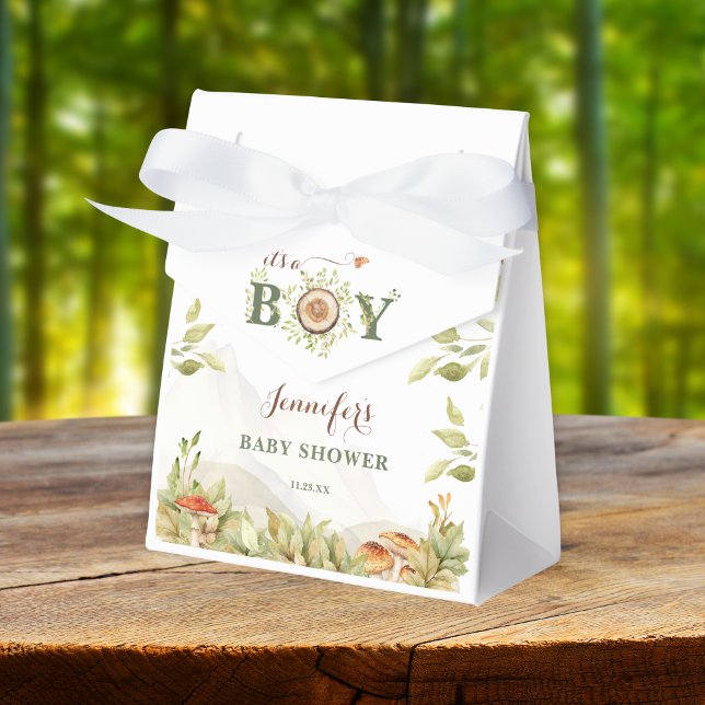 Woodland Baby Dusche Rustikale Pilze Grünpflanzen  Geschenkschachtel (Von Creator hochgeladen)