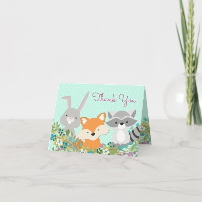 Woodland Baby Dusche Vielen Dank Karten (Vorderseite)