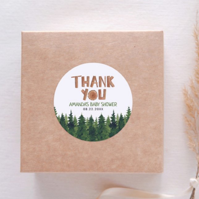 Woodland Baby Dusche Vielen Dank Runder Aufkleber (Von Creator hochgeladen)