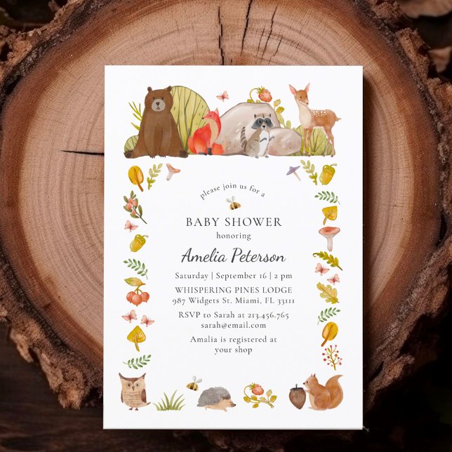 Woodland Baby Dusche Wasserfarbe Einladung (Von Creator hochgeladen)