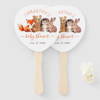 Woodland Baby Dusche Wasserfarben Tiere Rotes Skri