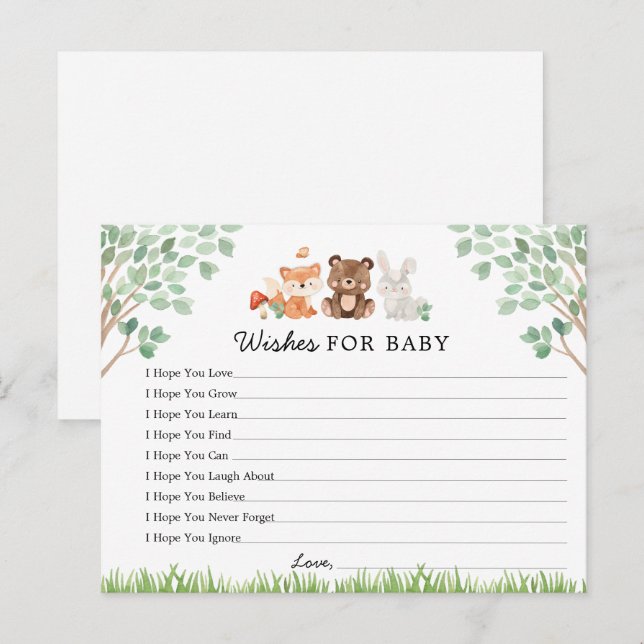 Woodland Baby Dusche Wünsche für Babykarte Postkarte (Vorne/Hinten)