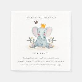 Woodland Baby Elephant Foliage Fun Fakten Geburtst Serviette