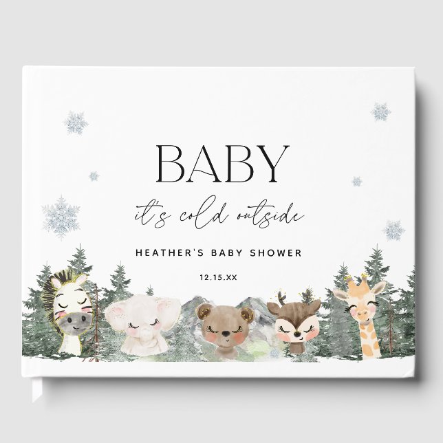 Woodland Baby Es ist kalte Außendusche Gästebuch (Vorderseite)