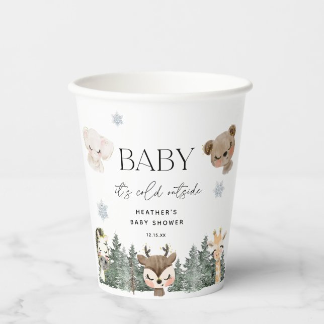 Woodland Baby Es ist kalte Außendusche Pappbecher (Vorderseite)