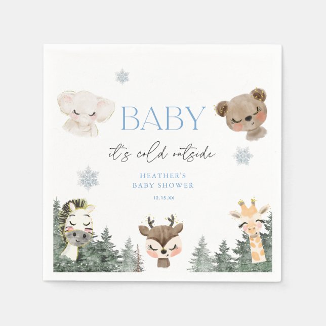 Woodland Baby Es ist kalte Outside Boy Baby Dusche Serviette (Vorderseite)