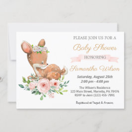 Woodland Baby Fawn Babydusche Einladung
