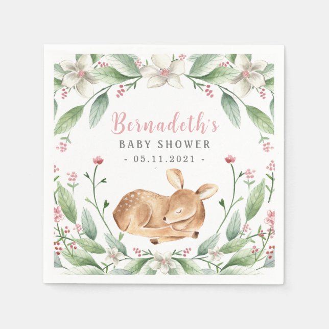 Woodland Baby Fawn Little Deer Baby Dusche Napkins Serviette (Vorderseite)